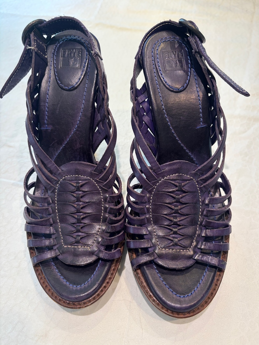 Frye Purple Woven Leather Slingback Sandals
